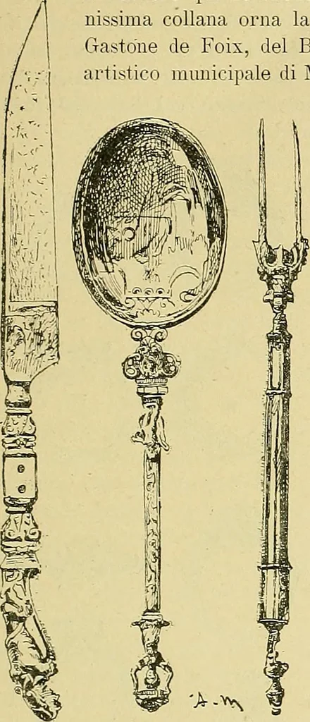 An illustration from L'arte nell'industria : lavori di legno e pastiglia, lavori di metallo, lavori di pietra, marmo, alabastro, ceramica, musaico, vetro, lavori di osso e avorio, lavori tessili, carte da parati e cuoi decorati, ricami, pizzi, cartelloni, stampe, ecc., 1907, leaf 176
