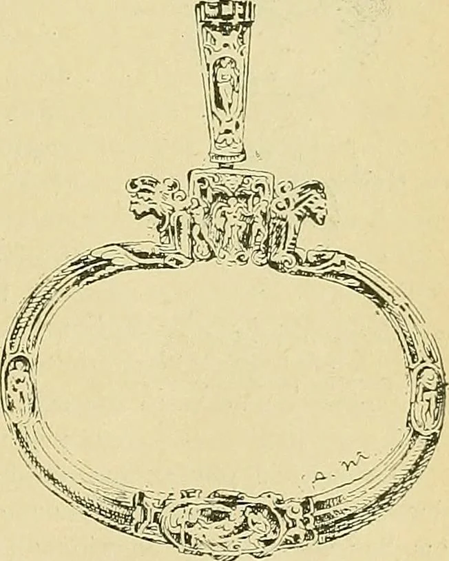 An illustration from L'arte nell'industria : lavori di legno e pastiglia, lavori di metallo, lavori di pietra, marmo, alabastro, ceramica, musaico, vetro, lavori di osso e avorio, lavori tessili, carte da parati e cuoi decorati, ricami, pizzi, cartelloni, stampe, ecc., 1907, leaf 176