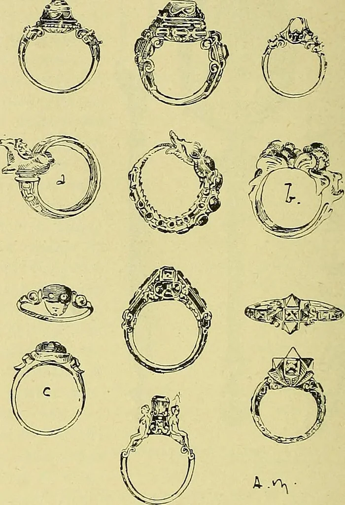 An illustration from L'arte nell'industria : lavori di legno e pastiglia, lavori di metallo, lavori di pietra, marmo, alabastro, ceramica, musaico, vetro, lavori di osso e avorio, lavori tessili, carte da parati e cuoi decorati, ricami, pizzi, cartelloni, stampe, ecc., 1907, leaf 177