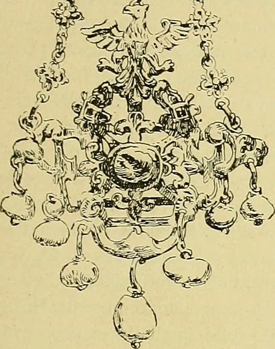 An illustration from L'arte nell'industria : lavori di legno e pastiglia, lavori di metallo, lavori di pietra, marmo, alabastro, ceramica, musaico, vetro, lavori di osso e avorio, lavori tessili, carte da parati e cuoi decorati, ricami, pizzi, cartelloni, stampe, ecc., 1907, leaf 184