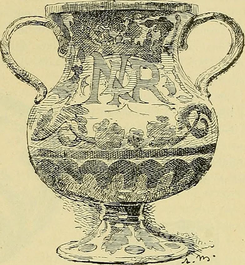 An illustration from L'arte nell'industria : lavori di legno e pastiglia, lavori di metallo, lavori di pietra, marmo, alabastro, ceramica, musaico, vetro, lavori di osso e avorio, lavori tessili, carte da parati e cuoi decorati, ricami, pizzi, cartelloni, stampe, ecc., 1907, leaf 196