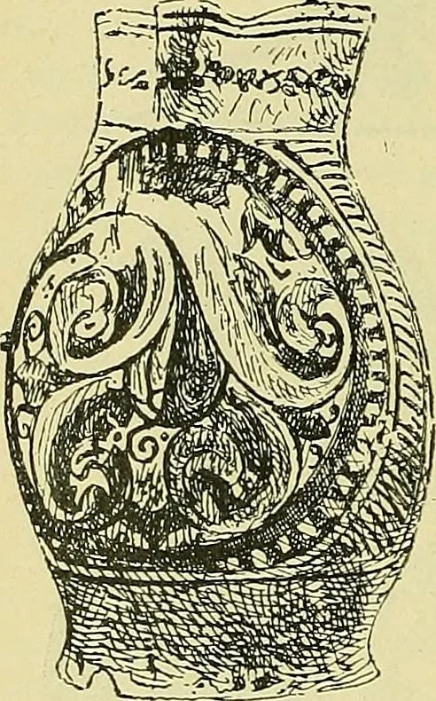An illustration from L'arte nell'industria : lavori di legno e pastiglia, lavori di metallo, lavori di pietra, marmo, alabastro, ceramica, musaico, vetro, lavori di osso e avorio, lavori tessili, carte da parati e cuoi decorati, ricami, pizzi, cartelloni, stampe, ecc., 1907, leaf 197