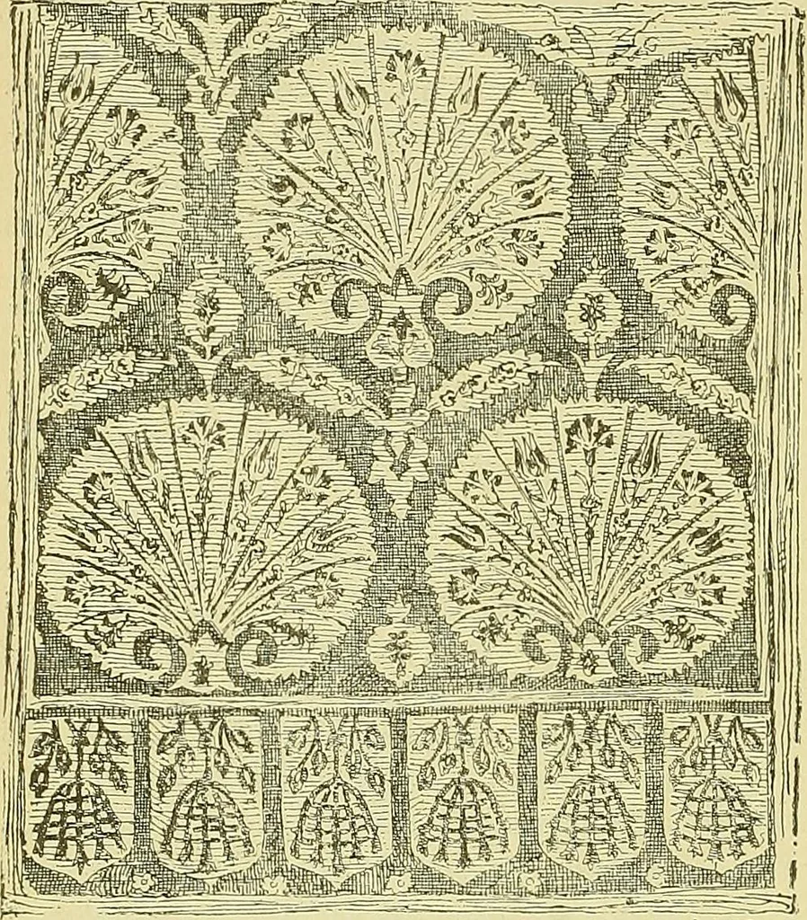 An illustration from L'arte nell'industria : lavori di legno e pastiglia, lavori di metallo, lavori di pietra, marmo, alabastro, ceramica, musaico, vetro, lavori di osso e avorio, lavori tessili, carte da parati e cuoi decorati, ricami, pizzi, cartelloni, stampe, ecc., 1907, leaf 243