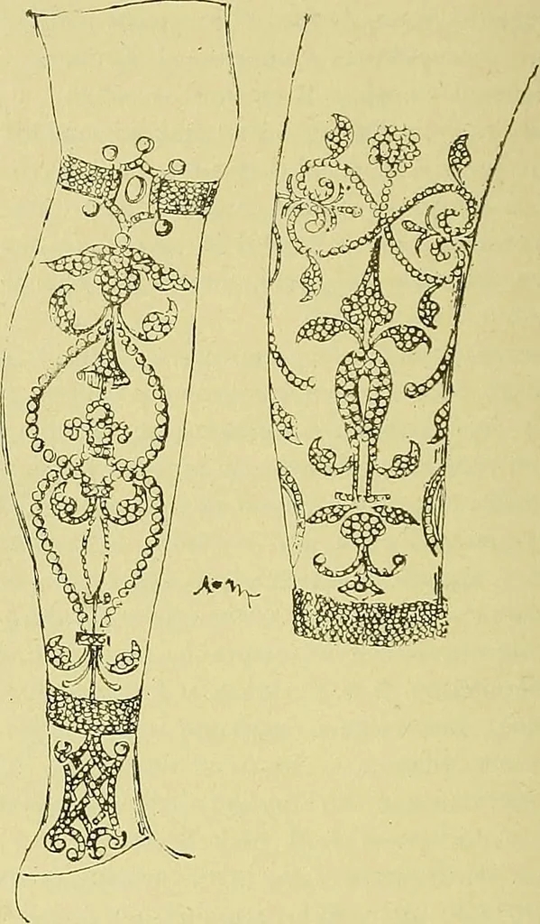 An illustration from L'arte nell'industria : lavori di legno e pastiglia, lavori di metallo, lavori di pietra, marmo, alabastro, ceramica, musaico, vetro, lavori di osso e avorio, lavori tessili, carte da parati e cuoi decorati, ricami, pizzi, cartelloni, stampe, ecc., 1907, leaf 253