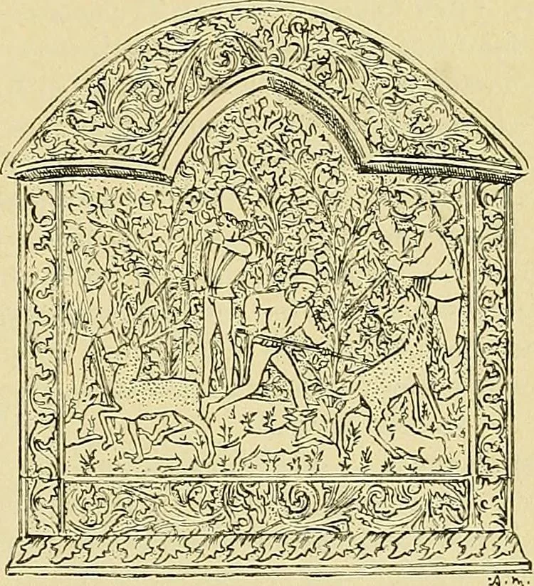 An illustration from L'arte nell'industria : lavori di legno e pastiglia, lavori di metallo, lavori di pietra, marmo, alabastro, ceramica, musaico, vetro, lavori di osso e avorio, lavori tessili, carte da parati e cuoi decorati, ricami, pizzi, cartelloni, stampe, ecc., 1907, leaf 266