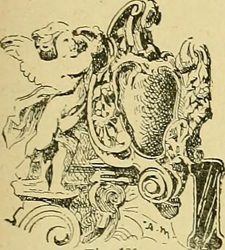 An illustration from L'arte nell'industria : lavori di legno e pastiglia, lavori di metallo, lavori di pietra, marmo, alabastro, ceramica, musaico, vetro, lavori di osso e avorio, lavori tessili, carte da parati e cuoi decorati, ricami, pizzi, cartelloni, stampe, ecc., 1907, leaf 272