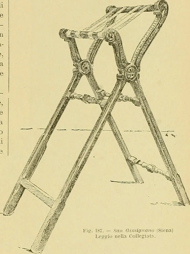 An illustration from L'arte nell'industria : lavori di legno e pastiglia, lavori di metallo, lavori di pietra, marmo, alabastro, ceramica, musaico, vetro, lavori di osso e avorio, lavori tessili, carte da parati e cuoi decorati, ricami, pizzi, cartelloni, stampe, ecc., 1907, leaf 302