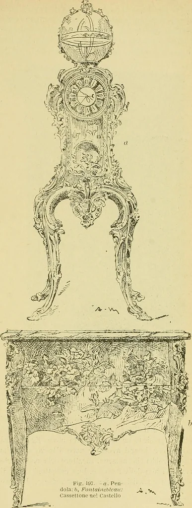 An illustration from L'arte nell'industria : lavori di legno e pastiglia, lavori di metallo, lavori di pietra, marmo, alabastro, ceramica, musaico, vetro, lavori di osso e avorio, lavori tessili, carte da parati e cuoi decorati, ricami, pizzi, cartelloni, stampe, ecc., 1907, leaf 316