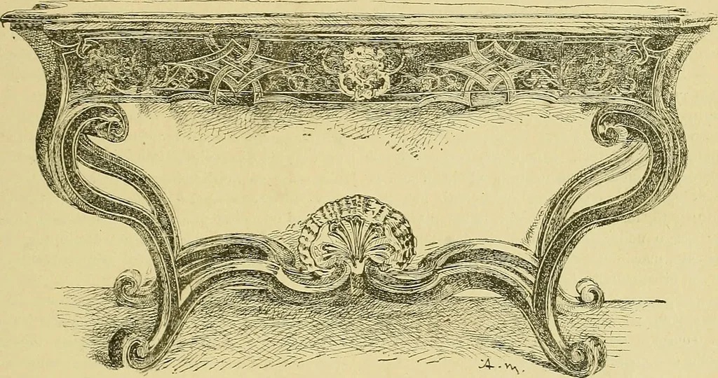 An illustration from L'arte nell'industria : lavori di legno e pastiglia, lavori di metallo, lavori di pietra, marmo, alabastro, ceramica, musaico, vetro, lavori di osso e avorio, lavori tessili, carte da parati e cuoi decorati, ricami, pizzi, cartelloni, stampe, ecc., 1907, leaf 322