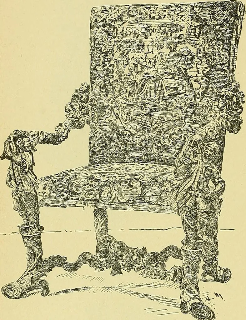 An illustration from L'arte nell'industria : lavori di legno e pastiglia, lavori di metallo, lavori di pietra, marmo, alabastro, ceramica, musaico, vetro, lavori di osso e avorio, lavori tessili, carte da parati e cuoi decorati, ricami, pizzi, cartelloni, stampe, ecc., 1907, leaf 327