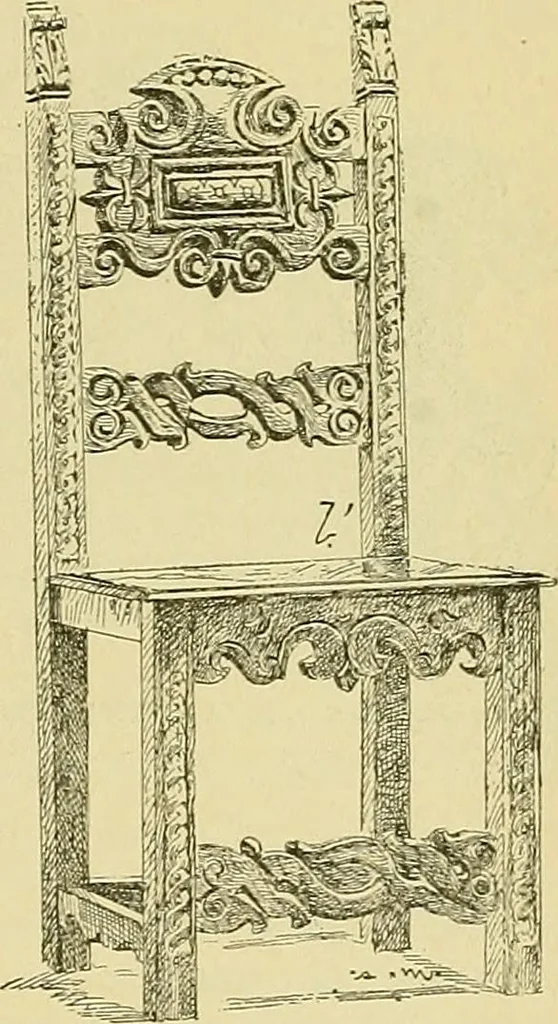 An illustration from L'arte nell'industria : lavori di legno e pastiglia, lavori di metallo, lavori di pietra, marmo, alabastro, ceramica, musaico, vetro, lavori di osso e avorio, lavori tessili, carte da parati e cuoi decorati, ricami, pizzi, cartelloni, stampe, ecc., 1907, leaf 328