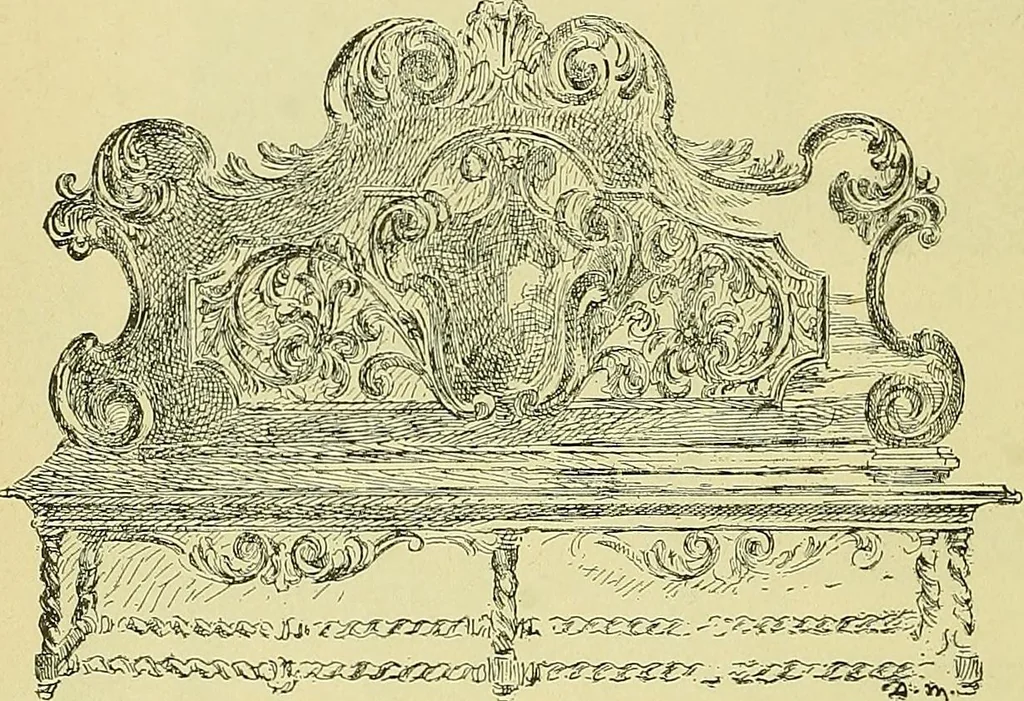An illustration from L'arte nell'industria : lavori di legno e pastiglia, lavori di metallo, lavori di pietra, marmo, alabastro, ceramica, musaico, vetro, lavori di osso e avorio, lavori tessili, carte da parati e cuoi decorati, ricami, pizzi, cartelloni, stampe, ecc., 1907, leaf 329