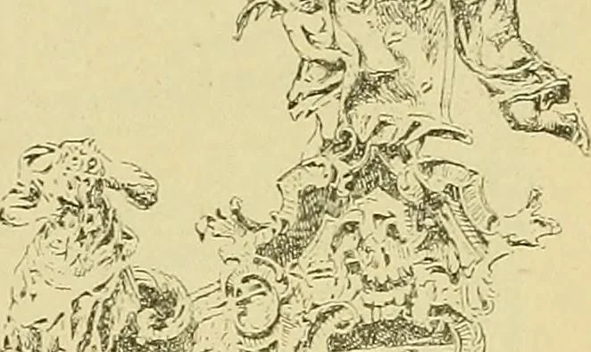 An illustration from L'arte nell'industria : lavori di legno e pastiglia, lavori di metallo, lavori di pietra, marmo, alabastro, ceramica, musaico, vetro, lavori di osso e avorio, lavori tessili, carte da parati e cuoi decorati, ricami, pizzi, cartelloni, stampe, ecc., 1907, leaf 332