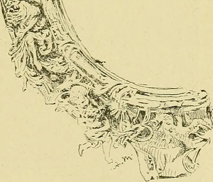 An illustration from L'arte nell'industria : lavori di legno e pastiglia, lavori di metallo, lavori di pietra, marmo, alabastro, ceramica, musaico, vetro, lavori di osso e avorio, lavori tessili, carte da parati e cuoi decorati, ricami, pizzi, cartelloni, stampe, ecc., 1907, leaf 332