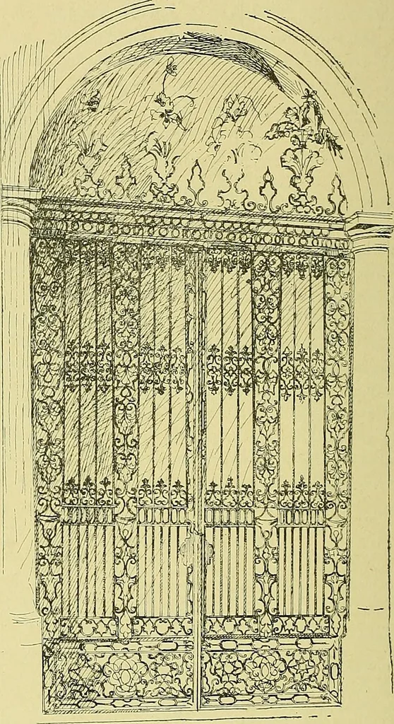 An illustration from L'arte nell'industria : lavori di legno e pastiglia, lavori di metallo, lavori di pietra, marmo, alabastro, ceramica, musaico, vetro, lavori di osso e avorio, lavori tessili, carte da parati e cuoi decorati, ricami, pizzi, cartelloni, stampe, ecc., 1907, leaf 341