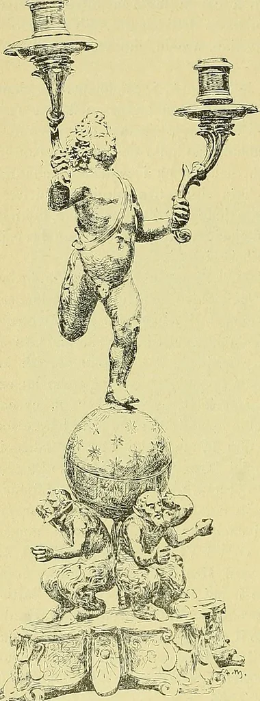 An illustration from L'arte nell'industria : lavori di legno e pastiglia, lavori di metallo, lavori di pietra, marmo, alabastro, ceramica, musaico, vetro, lavori di osso e avorio, lavori tessili, carte da parati e cuoi decorati, ricami, pizzi, cartelloni, stampe, ecc., 1907, leaf 353