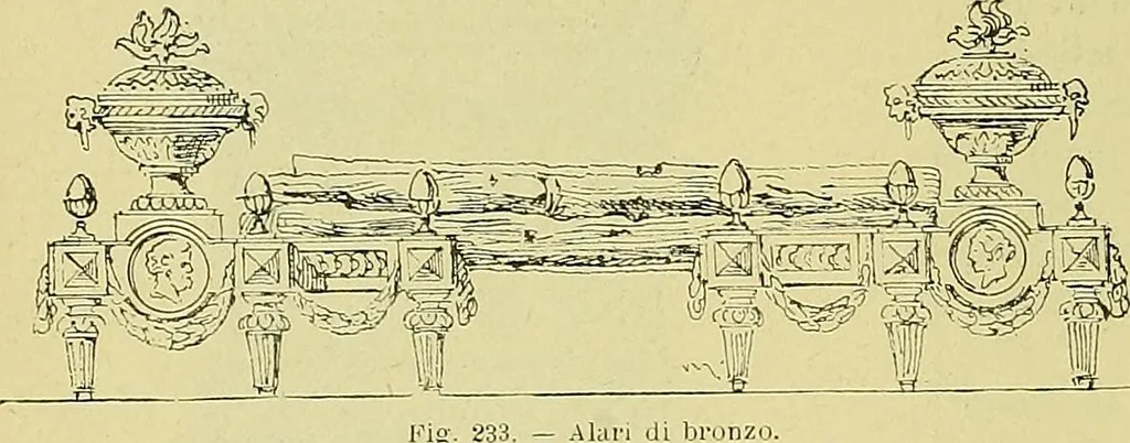 An illustration from L'arte nell'industria : lavori di legno e pastiglia, lavori di metallo, lavori di pietra, marmo, alabastro, ceramica, musaico, vetro, lavori di osso e avorio, lavori tessili, carte da parati e cuoi decorati, ricami, pizzi, cartelloni, stampe, ecc., 1907, leaf 357