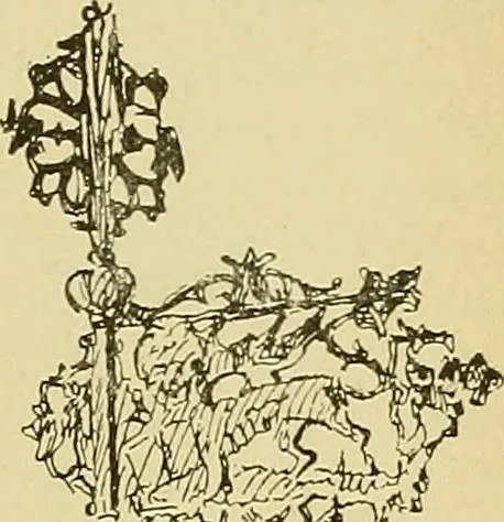 An illustration from L'arte nell'industria : lavori di legno e pastiglia, lavori di metallo, lavori di pietra, marmo, alabastro, ceramica, musaico, vetro, lavori di osso e avorio, lavori tessili, carte da parati e cuoi decorati, ricami, pizzi, cartelloni, stampe, ecc., 1907, leaf 358