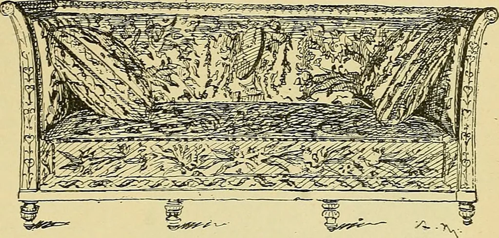 An illustration from L'arte nell'industria : lavori di legno e pastiglia, lavori di metallo, lavori di pietra, marmo, alabastro, ceramica, musaico, vetro, lavori di osso e avorio, lavori tessili, carte da parati e cuoi decorati, ricami, pizzi, cartelloni, stampe, ecc., 1907, leaf 458