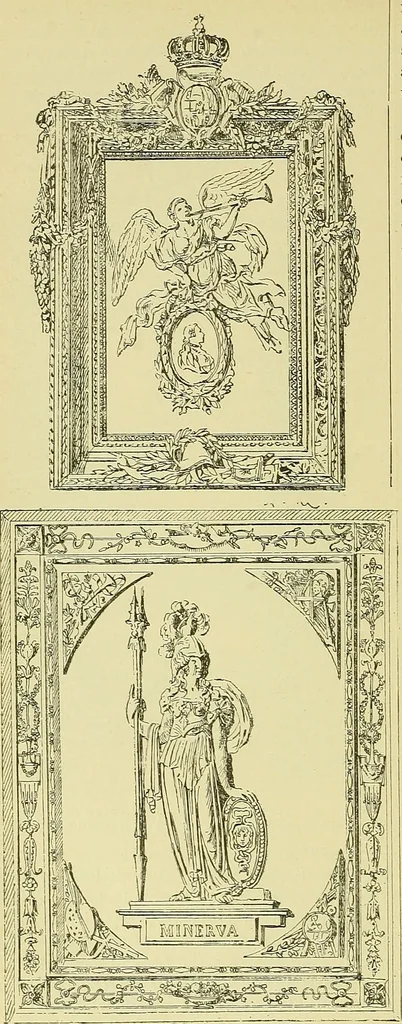 An illustration from L'arte nell'industria : lavori di legno e pastiglia, lavori di metallo, lavori di pietra, marmo, alabastro, ceramica, musaico, vetro, lavori di osso e avorio, lavori tessili, carte da parati e cuoi decorati, ricami, pizzi, cartelloni, stampe, ecc., 1907, leaf 467