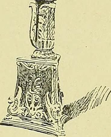 An illustration from L'arte nell'industria : lavori di legno e pastiglia, lavori di metallo, lavori di pietra, marmo, alabastro, ceramica, musaico, vetro, lavori di osso e avorio, lavori tessili, carte da parati e cuoi decorati, ricami, pizzi, cartelloni, stampe, ecc., 1907, leaf 471