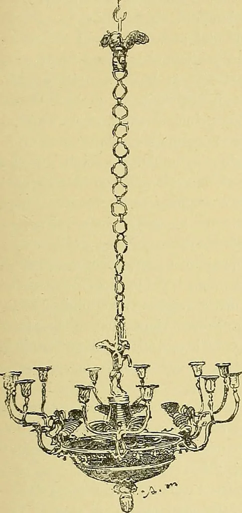 An illustration from L'arte nell'industria : lavori di legno e pastiglia, lavori di metallo, lavori di pietra, marmo, alabastro, ceramica, musaico, vetro, lavori di osso e avorio, lavori tessili, carte da parati e cuoi decorati, ricami, pizzi, cartelloni, stampe, ecc., 1907, leaf 474