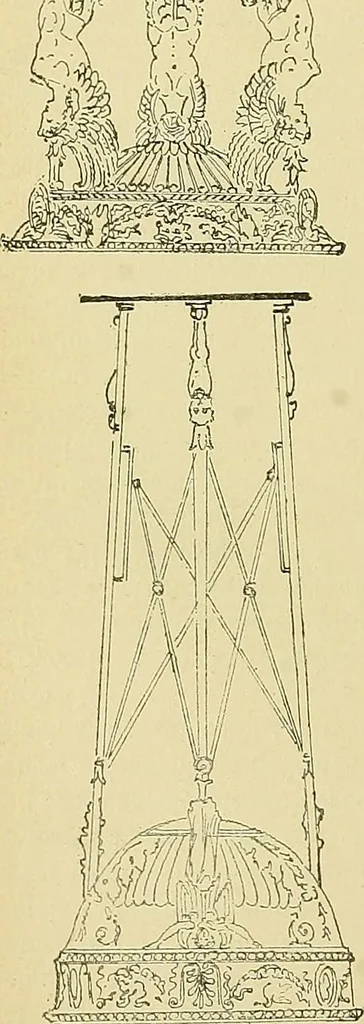An illustration from L'arte nell'industria : lavori di legno e pastiglia, lavori di metallo, lavori di pietra, marmo, alabastro, ceramica, musaico, vetro, lavori di osso e avorio, lavori tessili, carte da parati e cuoi decorati, ricami, pizzi, cartelloni, stampe, ecc., 1907, leaf 474