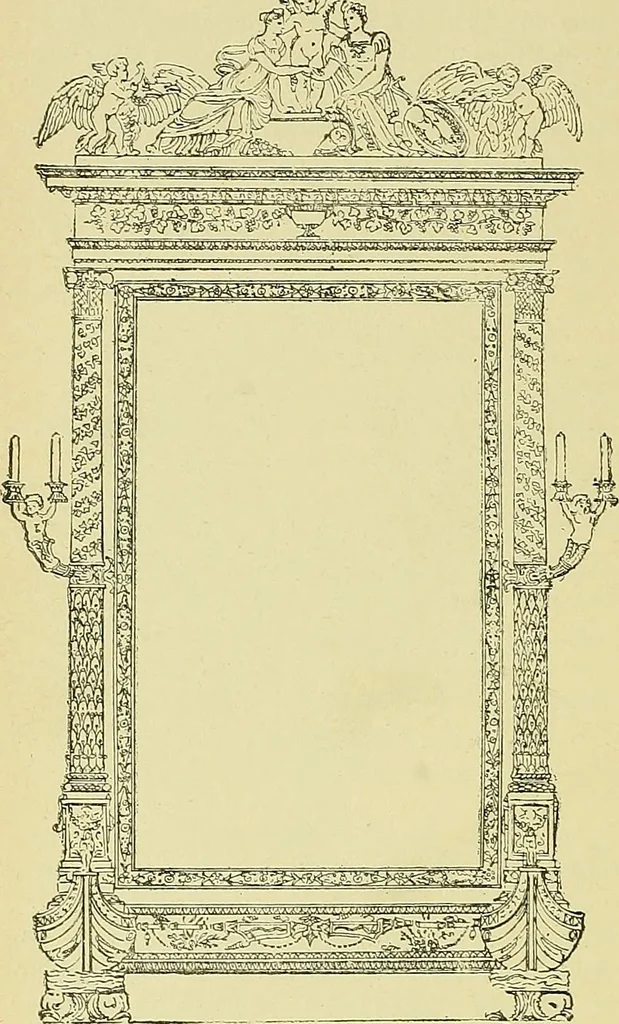 An illustration from L'arte nell'industria : lavori di legno e pastiglia, lavori di metallo, lavori di pietra, marmo, alabastro, ceramica, musaico, vetro, lavori di osso e avorio, lavori tessili, carte da parati e cuoi decorati, ricami, pizzi, cartelloni, stampe, ecc., 1907, leaf 477