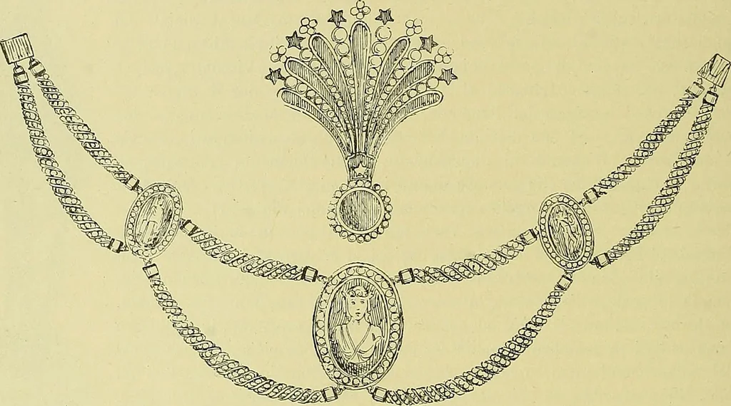 An illustration from L'arte nell'industria : lavori di legno e pastiglia, lavori di metallo, lavori di pietra, marmo, alabastro, ceramica, musaico, vetro, lavori di osso e avorio, lavori tessili, carte da parati e cuoi decorati, ricami, pizzi, cartelloni, stampe, ecc., 1907, leaf 483