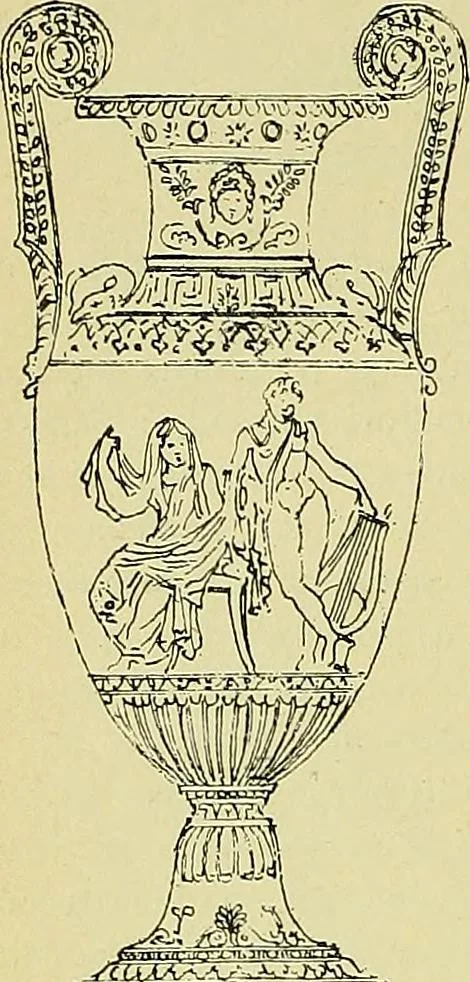 An illustration from L'arte nell'industria : lavori di legno e pastiglia, lavori di metallo, lavori di pietra, marmo, alabastro, ceramica, musaico, vetro, lavori di osso e avorio, lavori tessili, carte da parati e cuoi decorati, ricami, pizzi, cartelloni, stampe, ecc., 1907, leaf 485