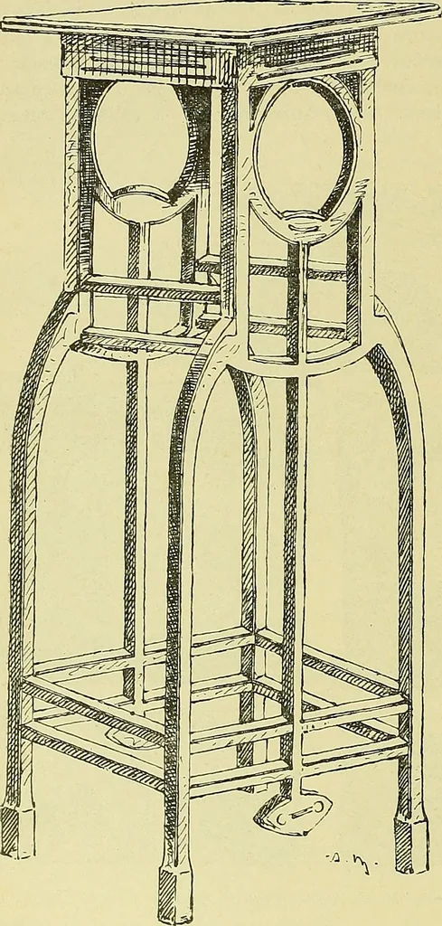 An illustration from L'arte nell'industria : lavori di legno e pastiglia, lavori di metallo, lavori di pietra, marmo, alabastro, ceramica, musaico, vetro, lavori di osso e avorio, lavori tessili, carte da parati e cuoi decorati, ricami, pizzi, cartelloni, stampe, ecc., 1907, leaf 533