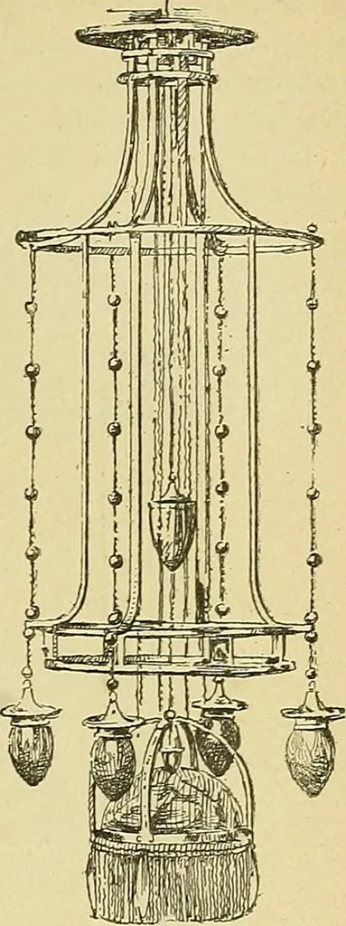 An illustration from L'arte nell'industria : lavori di legno e pastiglia, lavori di metallo, lavori di pietra, marmo, alabastro, ceramica, musaico, vetro, lavori di osso e avorio, lavori tessili, carte da parati e cuoi decorati, ricami, pizzi, cartelloni, stampe, ecc., 1907, leaf 542