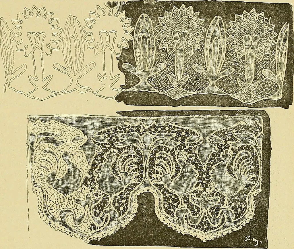 An illustration from L'arte nell'industria : lavori di legno e pastiglia, lavori di metallo, lavori di pietra, marmo, alabastro, ceramica, musaico, vetro, lavori di osso e avorio, lavori tessili, carte da parati e cuoi decorati, ricami, pizzi, cartelloni, stampe, ecc., 1907, leaf 548