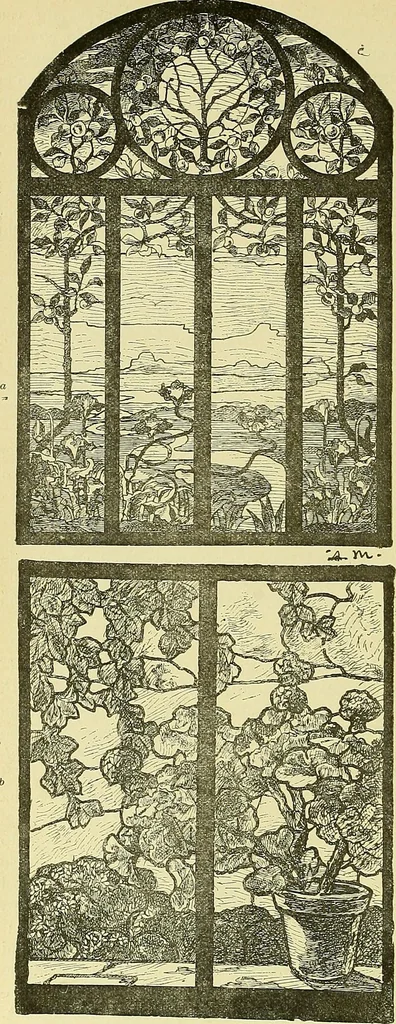 An illustration from L'arte nell'industria : lavori di legno e pastiglia, lavori di metallo, lavori di pietra, marmo, alabastro, ceramica, musaico, vetro, lavori di osso e avorio, lavori tessili, carte da parati e cuoi decorati, ricami, pizzi, cartelloni, stampe, ecc., 1907, leaf 555