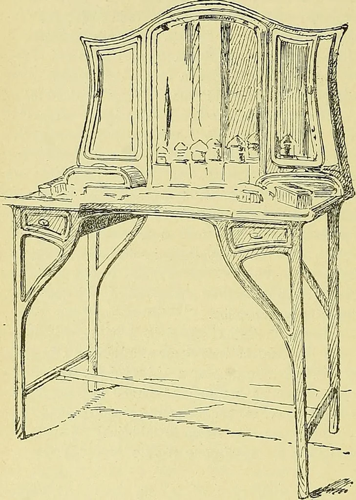An illustration from L'arte nell'industria : lavori di legno e pastiglia, lavori di metallo, lavori di pietra, marmo, alabastro, ceramica, musaico, vetro, lavori di osso e avorio, lavori tessili, carte da parati e cuoi decorati, ricami, pizzi, cartelloni, stampe, ecc., 1907, leaf 569