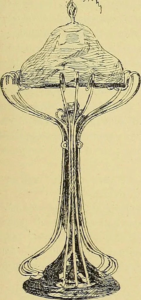 An illustration from L'arte nell'industria : lavori di legno e pastiglia, lavori di metallo, lavori di pietra, marmo, alabastro, ceramica, musaico, vetro, lavori di osso e avorio, lavori tessili, carte da parati e cuoi decorati, ricami, pizzi, cartelloni, stampe, ecc., 1907, leaf 570