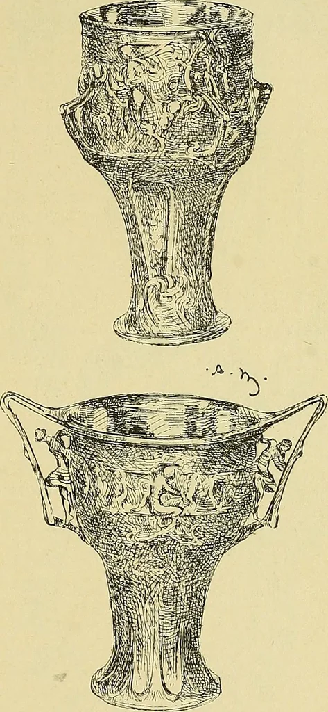 An illustration from L'arte nell'industria : lavori di legno e pastiglia, lavori di metallo, lavori di pietra, marmo, alabastro, ceramica, musaico, vetro, lavori di osso e avorio, lavori tessili, carte da parati e cuoi decorati, ricami, pizzi, cartelloni, stampe, ecc., 1907, leaf 570