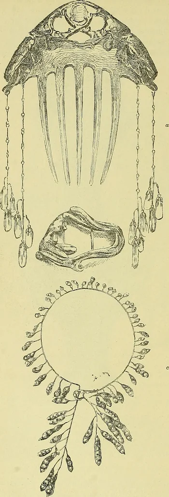 An illustration from L'arte nell'industria : lavori di legno e pastiglia, lavori di metallo, lavori di pietra, marmo, alabastro, ceramica, musaico, vetro, lavori di osso e avorio, lavori tessili, carte da parati e cuoi decorati, ricami, pizzi, cartelloni, stampe, ecc., 1907, leaf 571