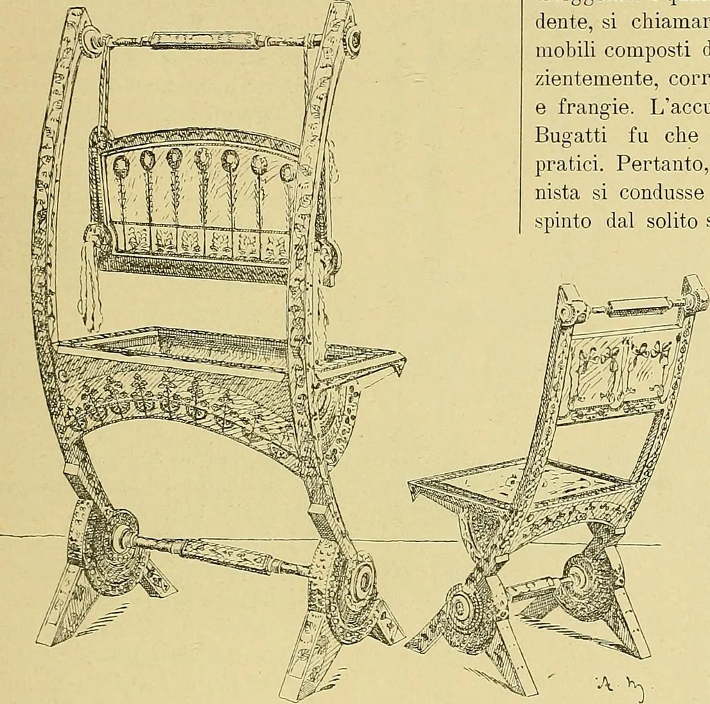 An illustration from L'arte nell'industria : lavori di legno e pastiglia, lavori di metallo, lavori di pietra, marmo, alabastro, ceramica, musaico, vetro, lavori di osso e avorio, lavori tessili, carte da parati e cuoi decorati, ricami, pizzi, cartelloni, stampe, ecc., 1907, leaf 594