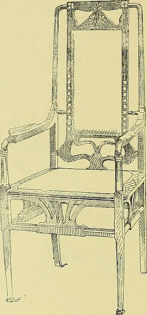 An illustration from L'arte nell'industria : lavori di legno e pastiglia, lavori di metallo, lavori di pietra, marmo, alabastro, ceramica, musaico, vetro, lavori di osso e avorio, lavori tessili, carte da parati e cuoi decorati, ricami, pizzi, cartelloni, stampe, ecc., 1907, leaf 595