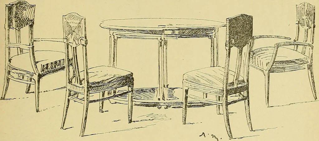 An illustration from L'arte nell'industria : lavori di legno e pastiglia, lavori di metallo, lavori di pietra, marmo, alabastro, ceramica, musaico, vetro, lavori di osso e avorio, lavori tessili, carte da parati e cuoi decorati, ricami, pizzi, cartelloni, stampe, ecc., 1907, leaf 596