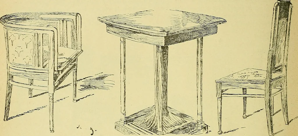An illustration from L'arte nell'industria : lavori di legno e pastiglia, lavori di metallo, lavori di pietra, marmo, alabastro, ceramica, musaico, vetro, lavori di osso e avorio, lavori tessili, carte da parati e cuoi decorati, ricami, pizzi, cartelloni, stampe, ecc., 1907, leaf 597
