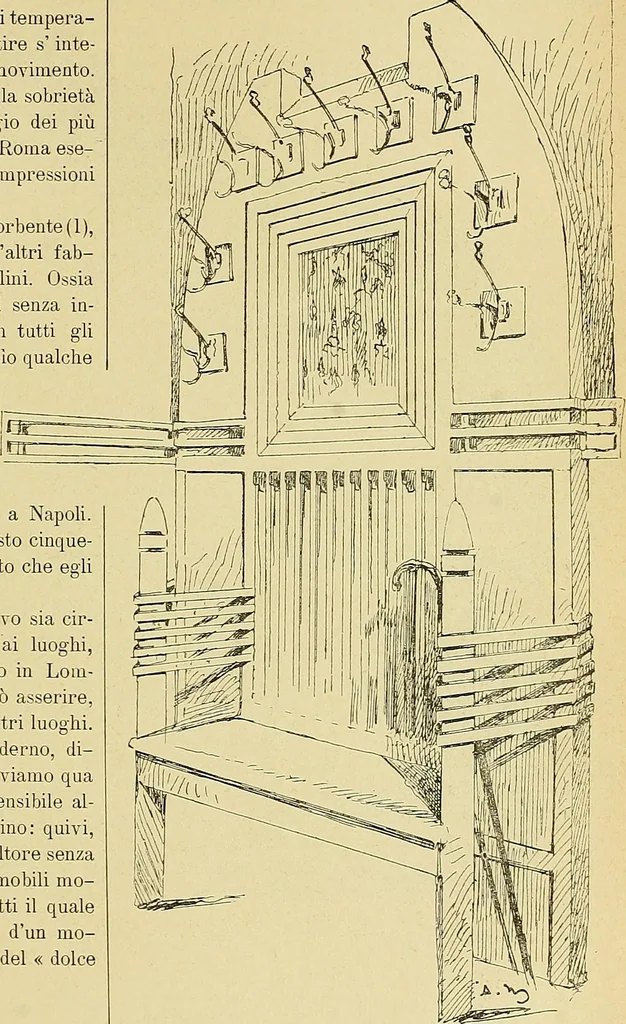 An illustration from L'arte nell'industria : lavori di legno e pastiglia, lavori di metallo, lavori di pietra, marmo, alabastro, ceramica, musaico, vetro, lavori di osso e avorio, lavori tessili, carte da parati e cuoi decorati, ricami, pizzi, cartelloni, stampe, ecc., 1907, leaf 600