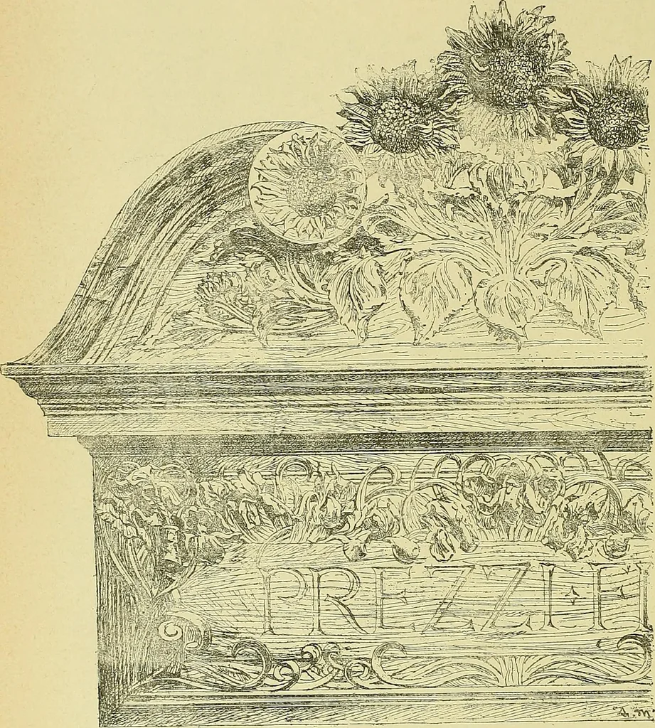An illustration from L'arte nell'industria : lavori di legno e pastiglia, lavori di metallo, lavori di pietra, marmo, alabastro, ceramica, musaico, vetro, lavori di osso e avorio, lavori tessili, carte da parati e cuoi decorati, ricami, pizzi, cartelloni, stampe, ecc., 1907, leaf 601