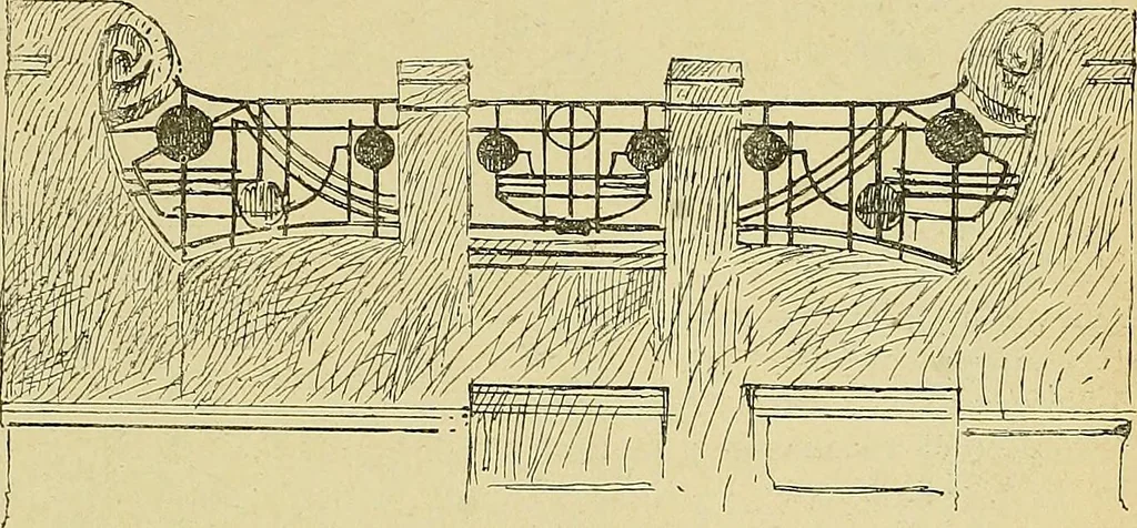 An illustration from L'arte nell'industria : lavori di legno e pastiglia, lavori di metallo, lavori di pietra, marmo, alabastro, ceramica, musaico, vetro, lavori di osso e avorio, lavori tessili, carte da parati e cuoi decorati, ricami, pizzi, cartelloni, stampe, ecc., 1907, leaf 602