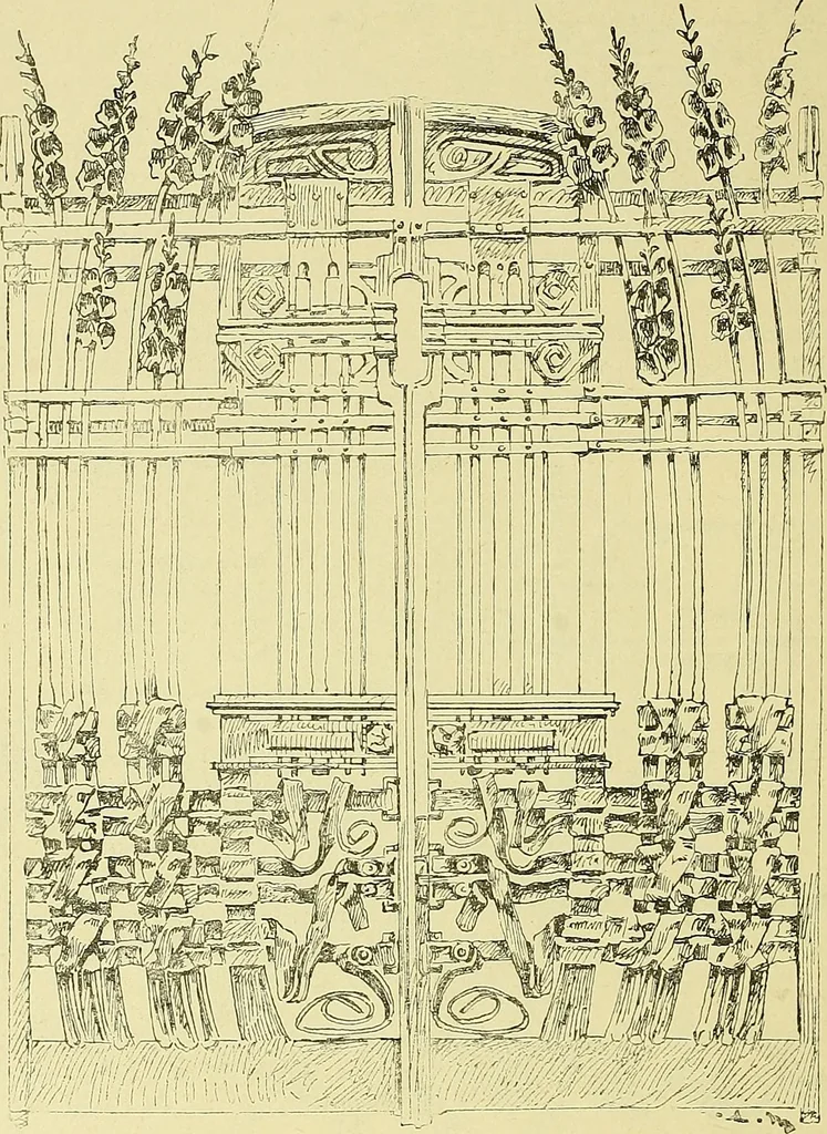An illustration from L'arte nell'industria : lavori di legno e pastiglia, lavori di metallo, lavori di pietra, marmo, alabastro, ceramica, musaico, vetro, lavori di osso e avorio, lavori tessili, carte da parati e cuoi decorati, ricami, pizzi, cartelloni, stampe, ecc., 1907, leaf 605