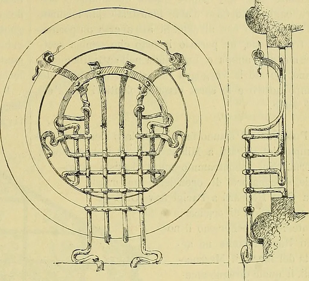 An illustration from L'arte nell'industria : lavori di legno e pastiglia, lavori di metallo, lavori di pietra, marmo, alabastro, ceramica, musaico, vetro, lavori di osso e avorio, lavori tessili, carte da parati e cuoi decorati, ricami, pizzi, cartelloni, stampe, ecc., 1907, leaf 608