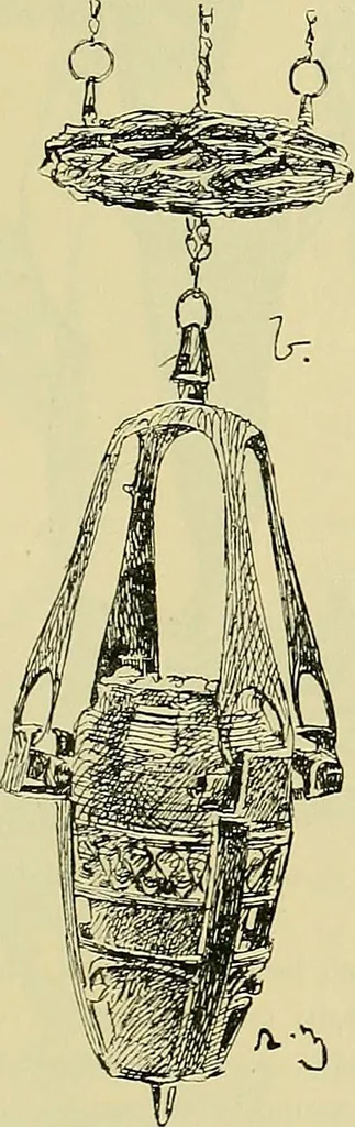 An illustration from L'arte nell'industria : lavori di legno e pastiglia, lavori di metallo, lavori di pietra, marmo, alabastro, ceramica, musaico, vetro, lavori di osso e avorio, lavori tessili, carte da parati e cuoi decorati, ricami, pizzi, cartelloni, stampe, ecc., 1907, leaf 612