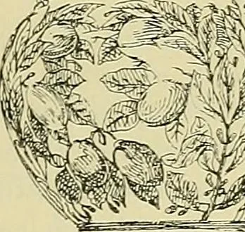 An illustration from L'arte nell'industria : lavori di legno e pastiglia, lavori di metallo, lavori di pietra, marmo, alabastro, ceramica, musaico, vetro, lavori di osso e avorio, lavori tessili, carte da parati e cuoi decorati, ricami, pizzi, cartelloni, stampe, ecc., 1907, leaf 620