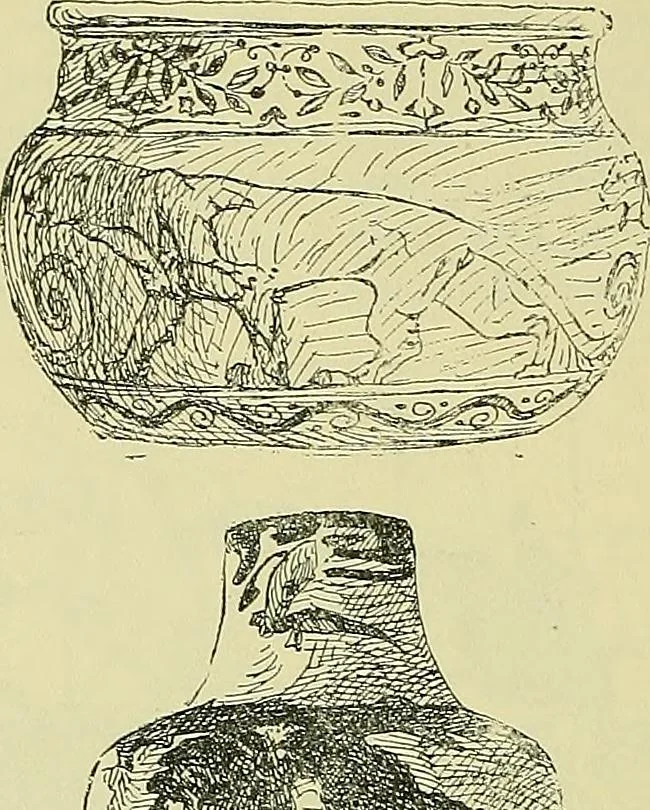 An illustration from L'arte nell'industria : lavori di legno e pastiglia, lavori di metallo, lavori di pietra, marmo, alabastro, ceramica, musaico, vetro, lavori di osso e avorio, lavori tessili, carte da parati e cuoi decorati, ricami, pizzi, cartelloni, stampe, ecc., 1907, leaf 623